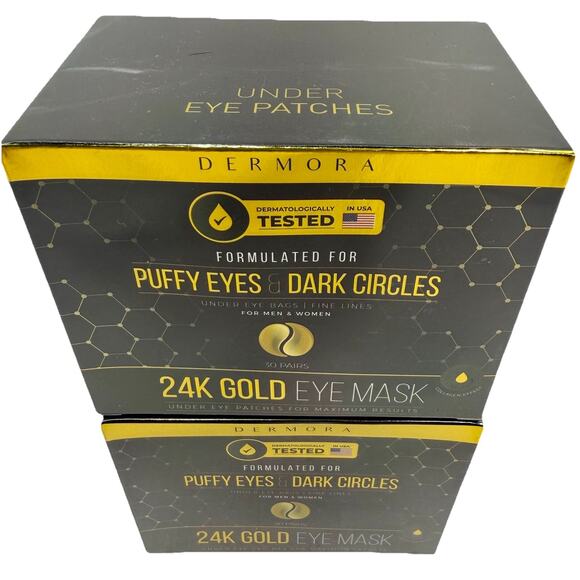 Dermora 24K Gold Eye Mask 60 Pairs 2 x 30 Puffy Eyes Dark Circles NEW In Box - Picture 4 of 4